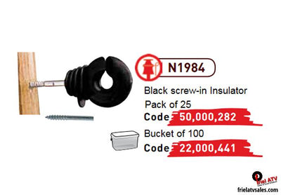 100PC BLACK SCREW-IN INSULATOR , insulator screws , farm supplies Ireland , fencing supplies